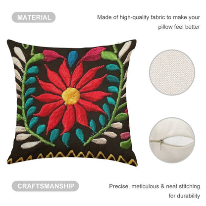 Spanish Flowers Linen Throw Pillow Cover