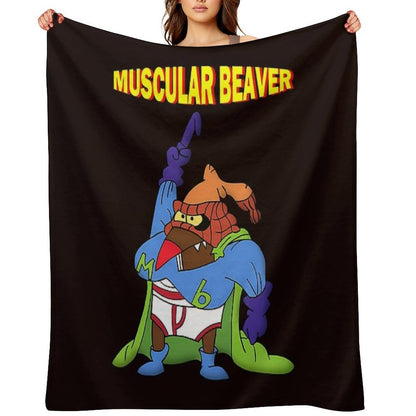 Muscular Beaver Throw Blanket