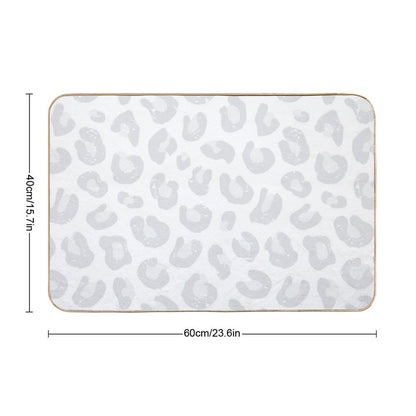 Leopard Print - Silver Gray And White Bath Mat
