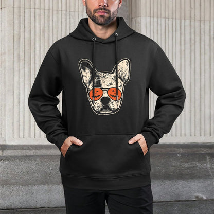 Frenchie in Pumpkin Sunglasses - French Bulldog Halloween Easy Care Hoodie