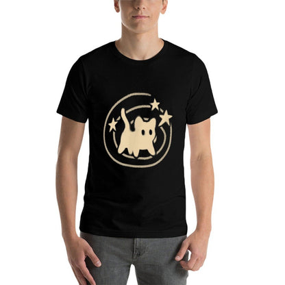 90s Y2K Scary Tomcat Cat Is Scared Under Starry Tail  Graphic-printed T-Shirt