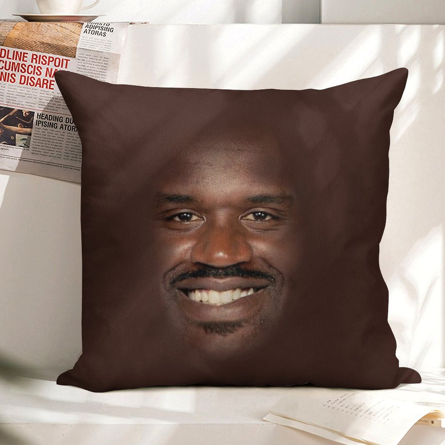 Shaq Fu Linen Throw Pillow Cover