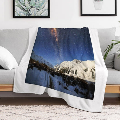 Milky Way over Mt Cook New Zealand Throw Blanket