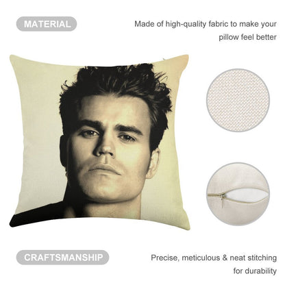 Paul Wesley GFY Linen Throw Pillow Cover