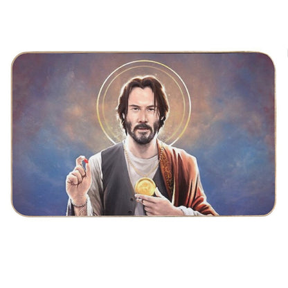 Keanu Reeves, Saint Keanu of Reeves, Keanu Reeves Original Religious Painting Bath Mat
