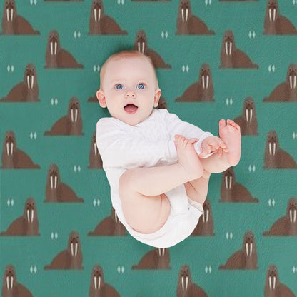 Walrus Party Throw Blanket