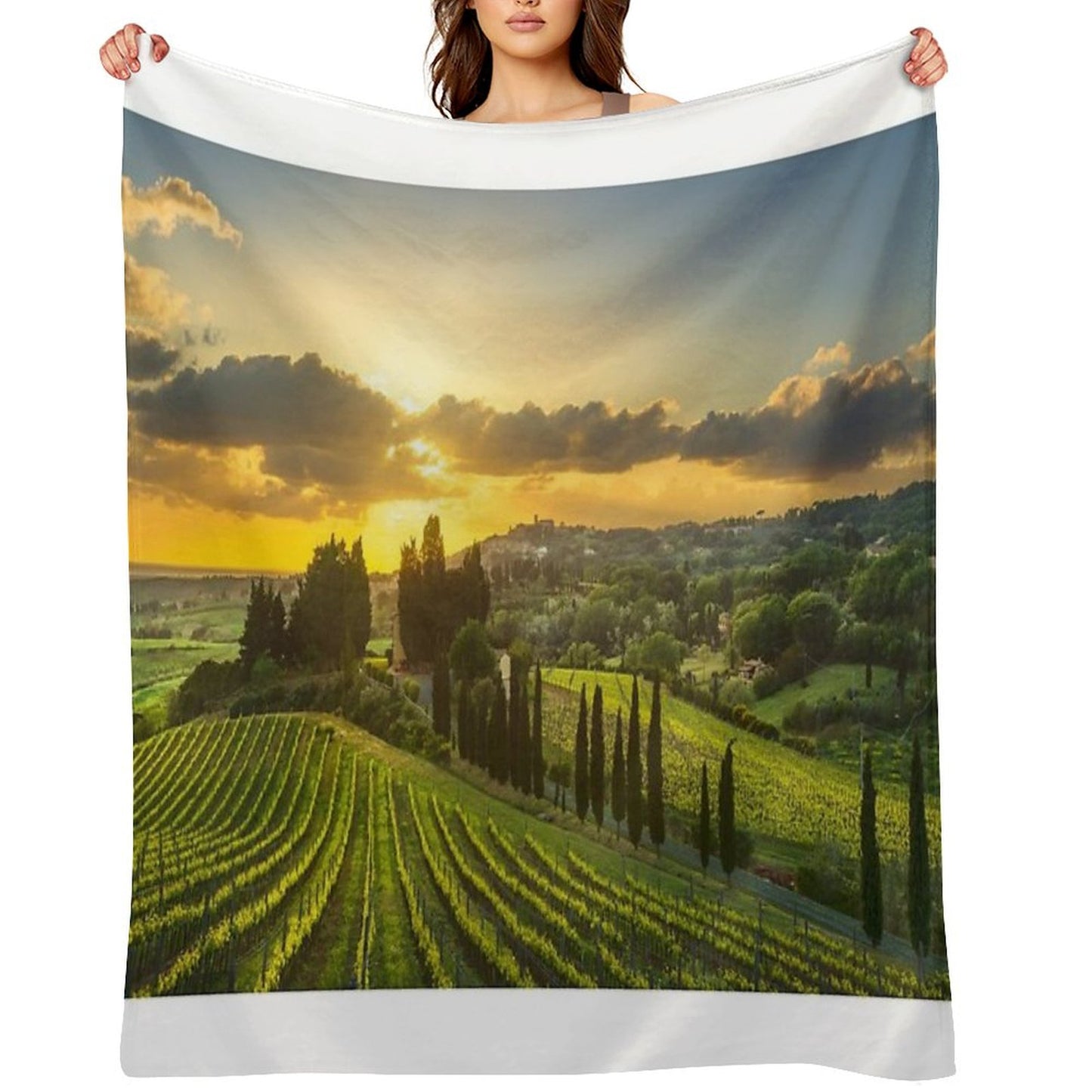 Vineyards And Countryside Landscape in Maremma. Tuscany Throw Blanket