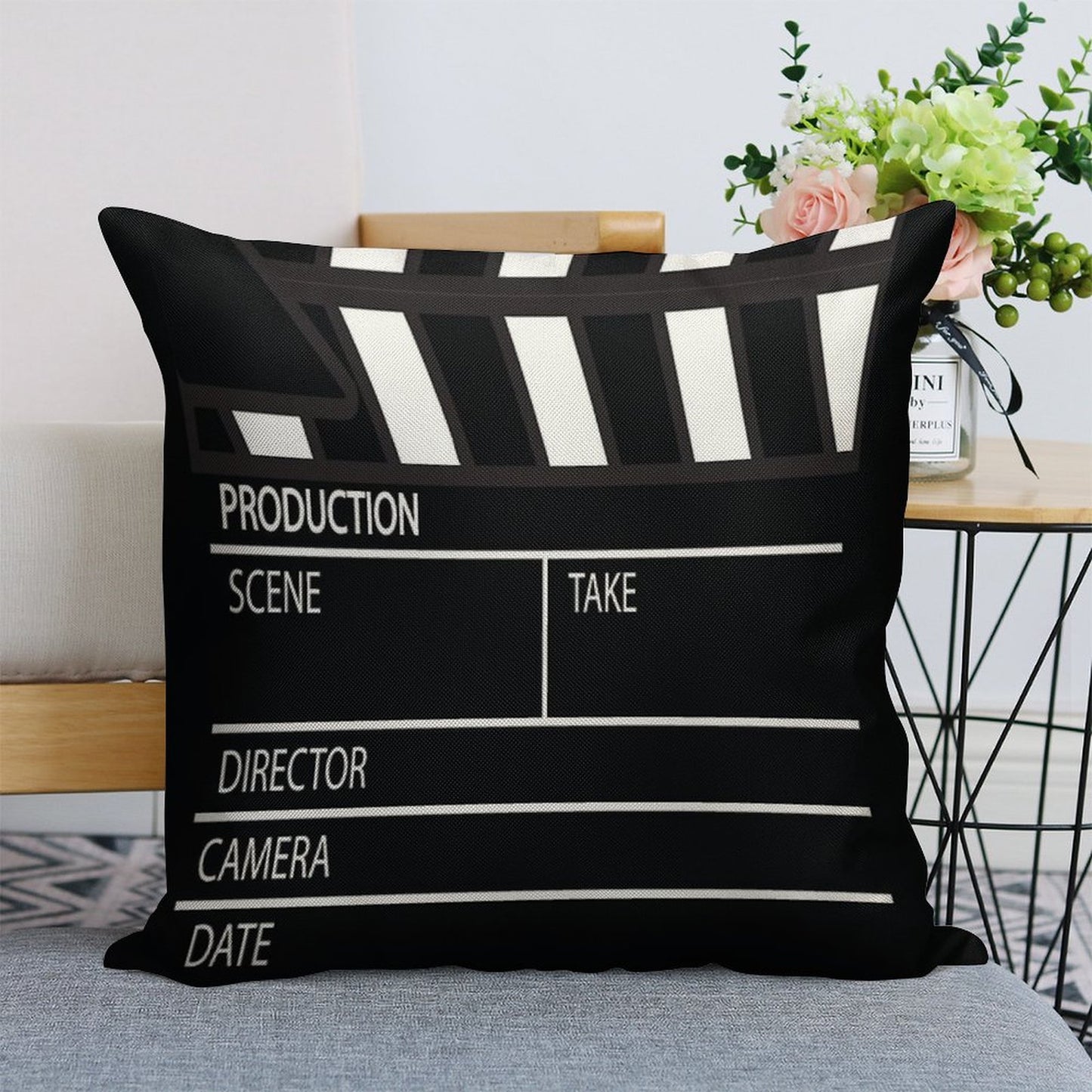 Clapper Board Linen Throw Pillow Cover