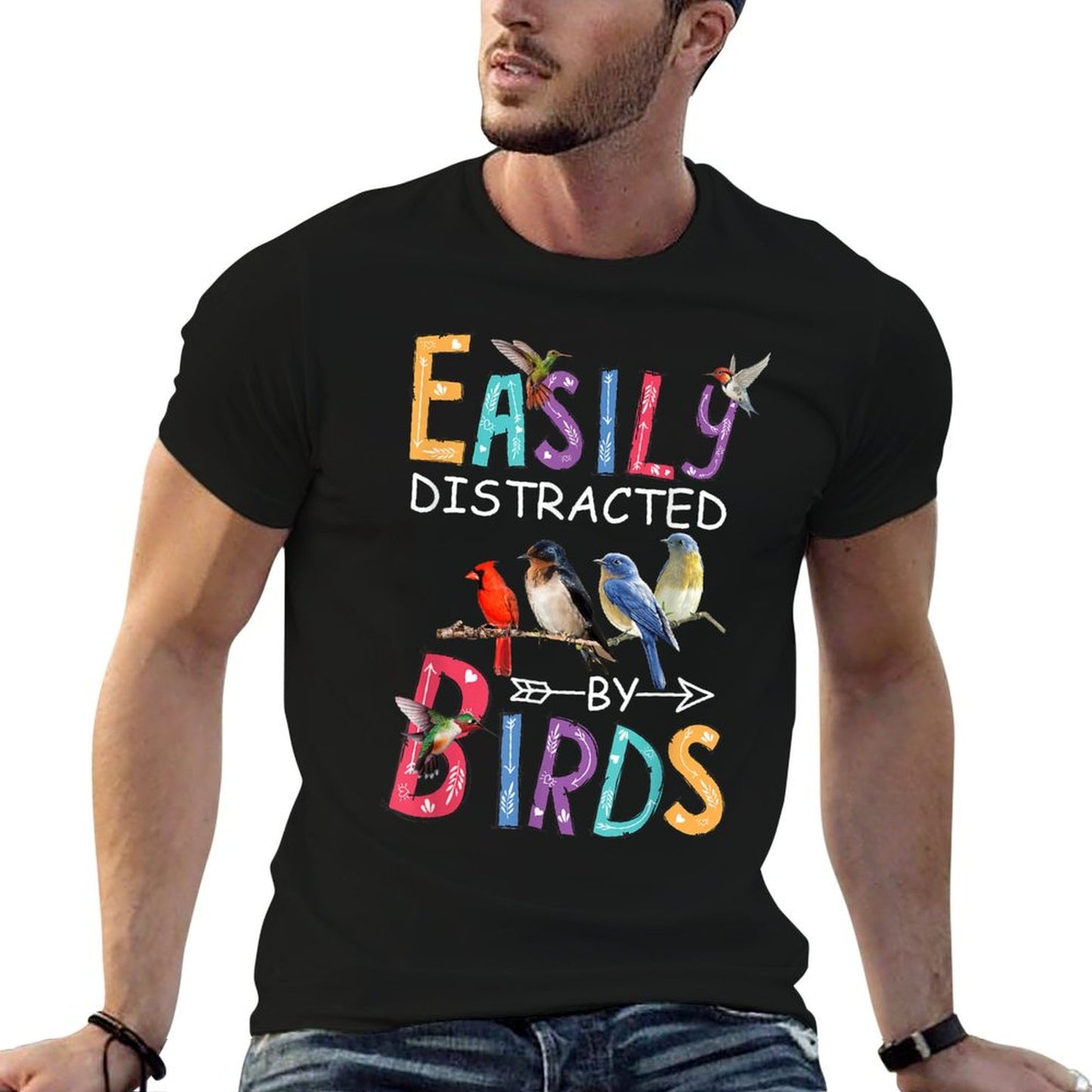 Easily Distracted By Birds Funny Bird T-Shirt