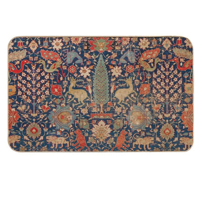17th Century Persian Rug Print with Animals  Toxin-Free Bath Mat