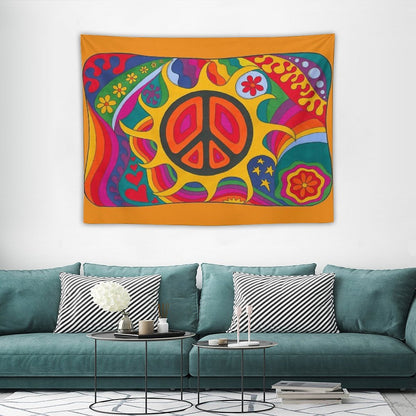Psychedelic Flaming Peace Tapestry
