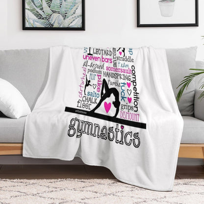 Gymnastics Tri-Color Typography Throw Blanket
