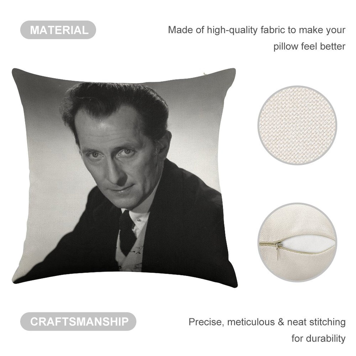 The  Peter Cushing Cushion Linen Throw Pillow Cover