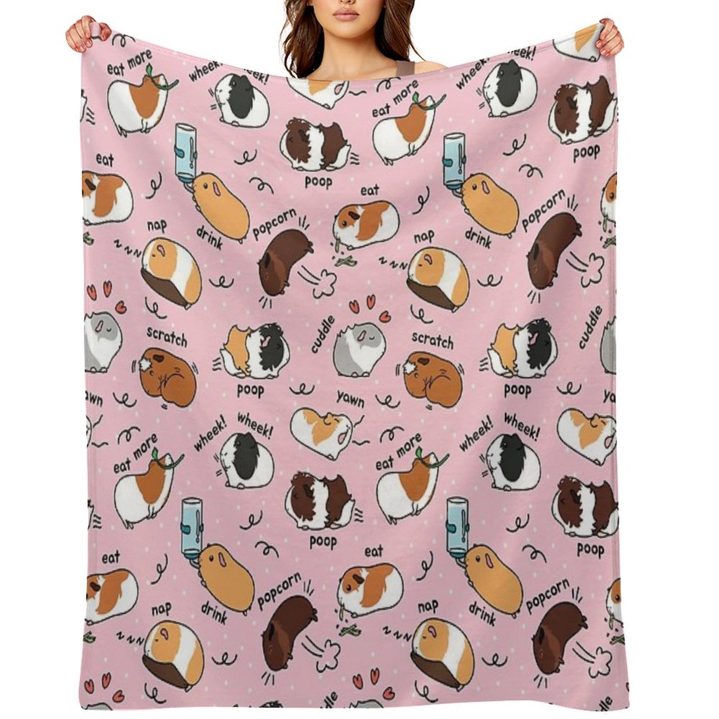 Guinea Pig Daily To-Do List - Pink Background Throw Blanket