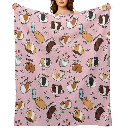 Guinea Pig Daily To-Do List - Pink Background Throw Blanket