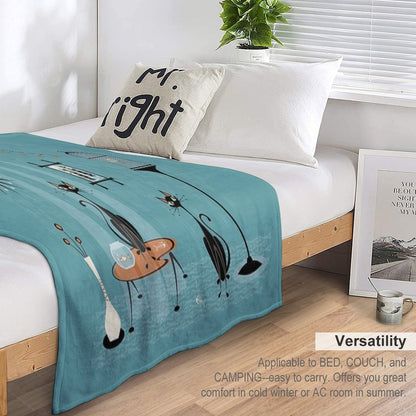 Mid Century Mischief  Cat Red-Handed II Throw Blanket