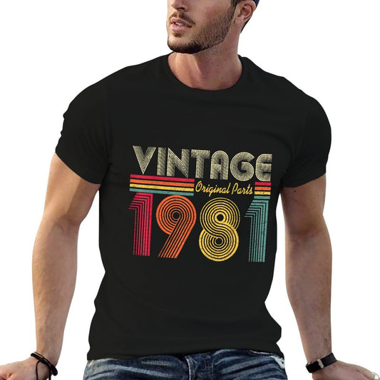 Vintage 1981 40th Birthday Gift Men Women 40 Years Old  Rolled Sleeves T-Shirt