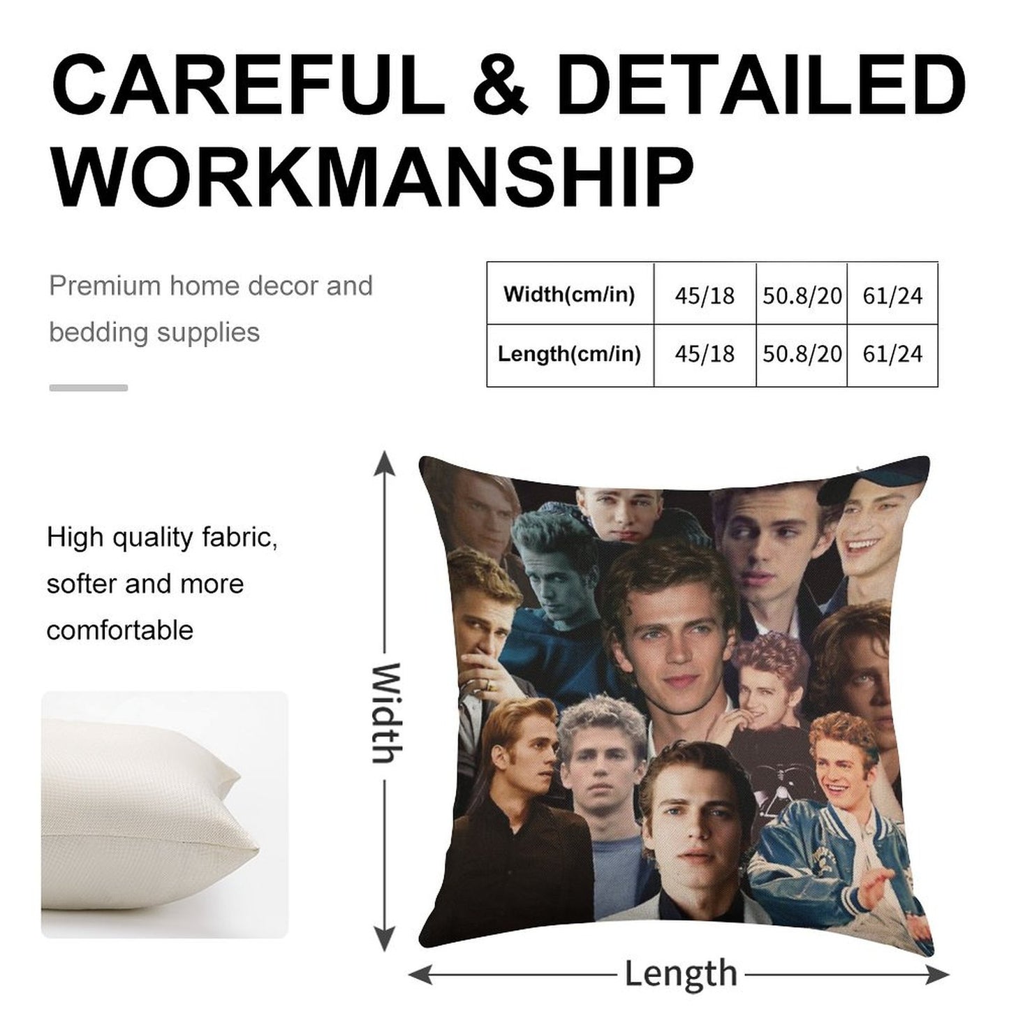 Hayden Christensen Hot Collage Linen Throw Pillow Cover