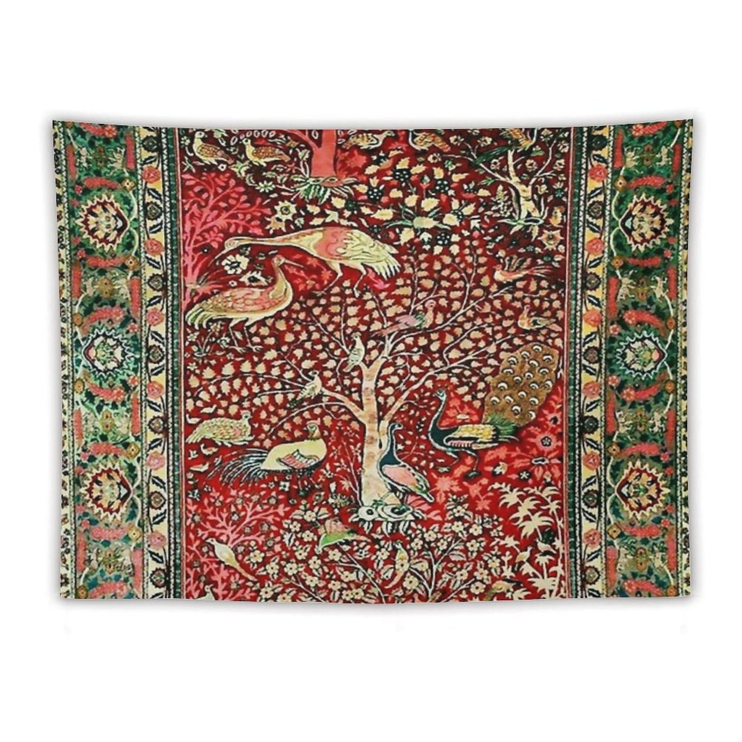Antique Persian Rug Bird Tree Flowers Ca. 1600 Print Tapestry