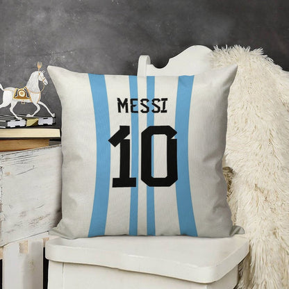 Messi 10 Linen Throw Pillow Cover