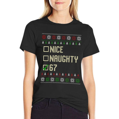Nice Naughty 67 Funny Ugly Sweater Slang Brainrot Humor Xmas  Vintage-inspired T-Shirt