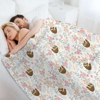 Baby Flower With Sloth Throw Blanket