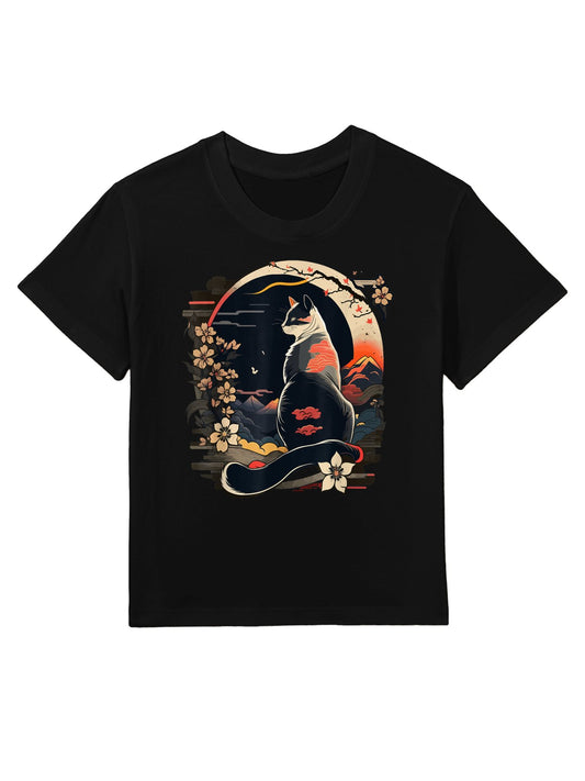Kawaii Cat Anime Japanese Retro Men Women Kids Funny Cat Kids T-Shirt