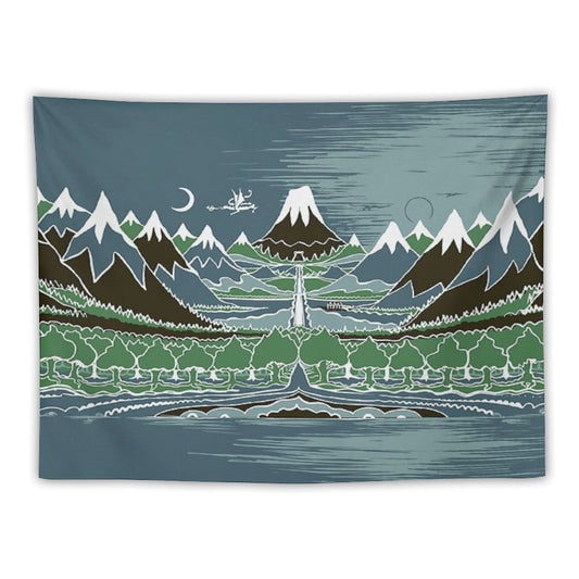 Forest Mountain Path in The Style of J.R.R.Tolkien Tapestry