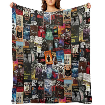 Stephen King Book Covers, Horror Bookworm Throw Blanket