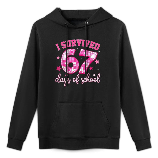 Retro I Survived 67 Days of School Funny 67 Teacher Students Colorfast Hoodie