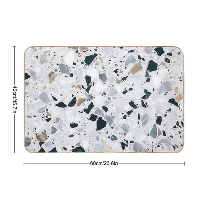Terrazzo Black, White, Grey And Bronze Bath Mat