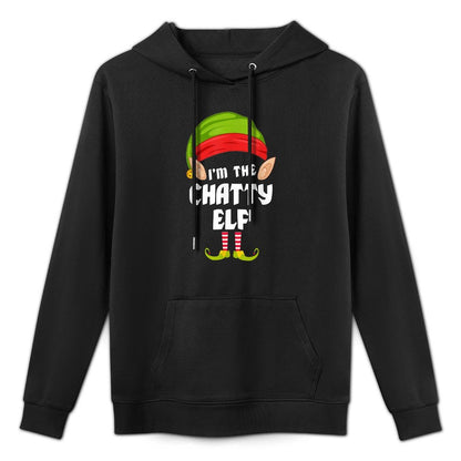Funny Chatty Elf Matching Family Group PJ Christmas Cotton-Polyester Blend Hoodie