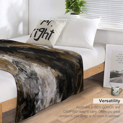 Black Gold And White Abstract Throw Blanket