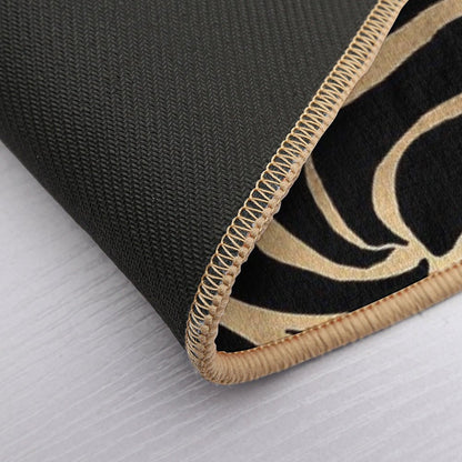 Elegant Metallic Gold Zebra Black Animal Print Bath Mat