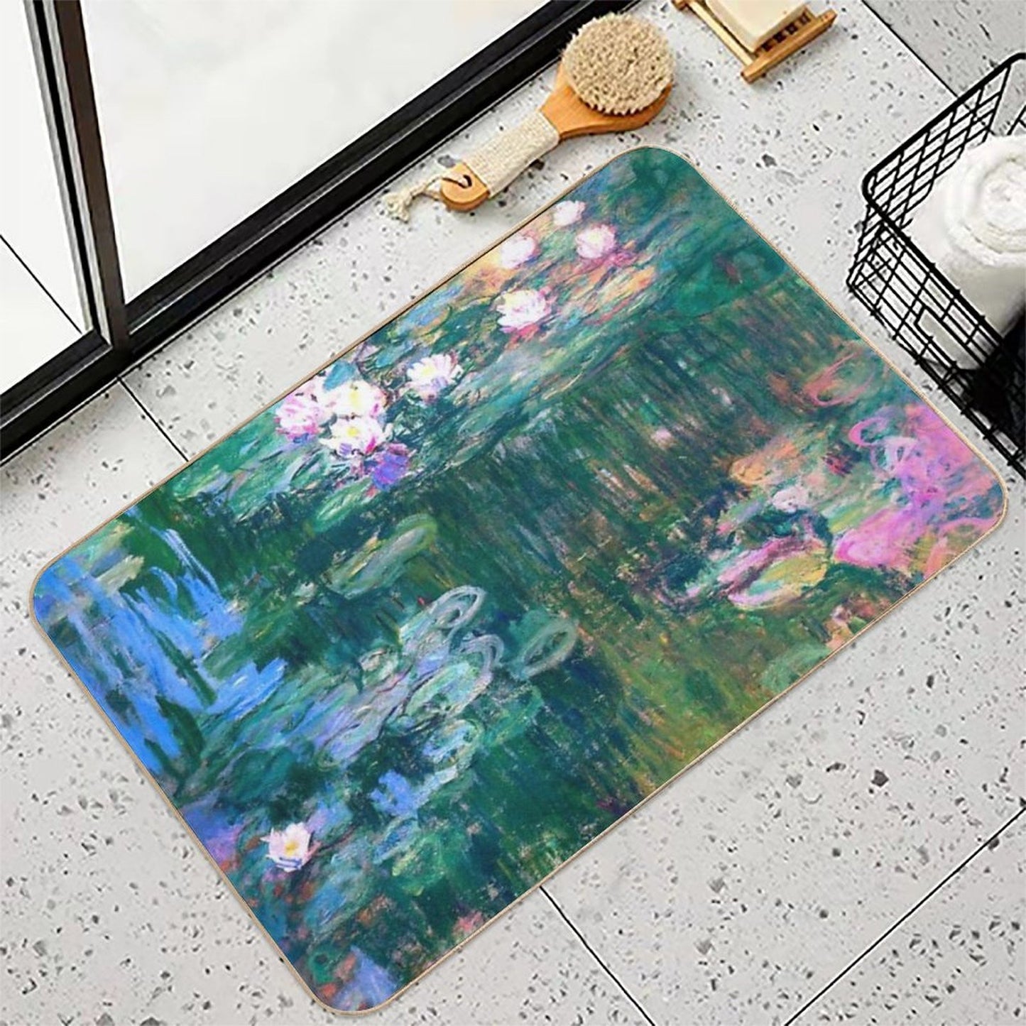 Water Lilies Monet  Dirt-Trapping Bath Mat