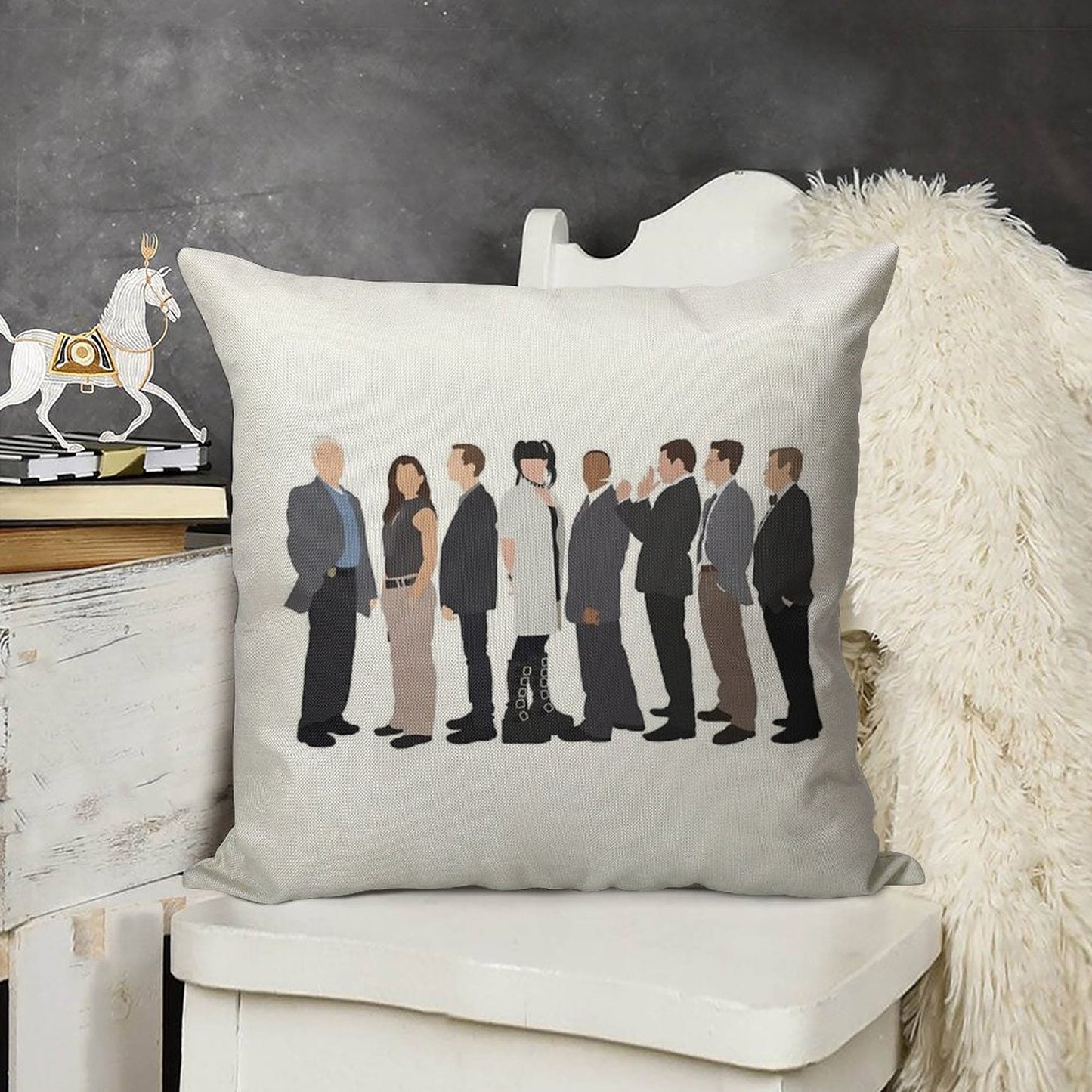 NCIS Cast Drawing Linen Throw Pillow Cover