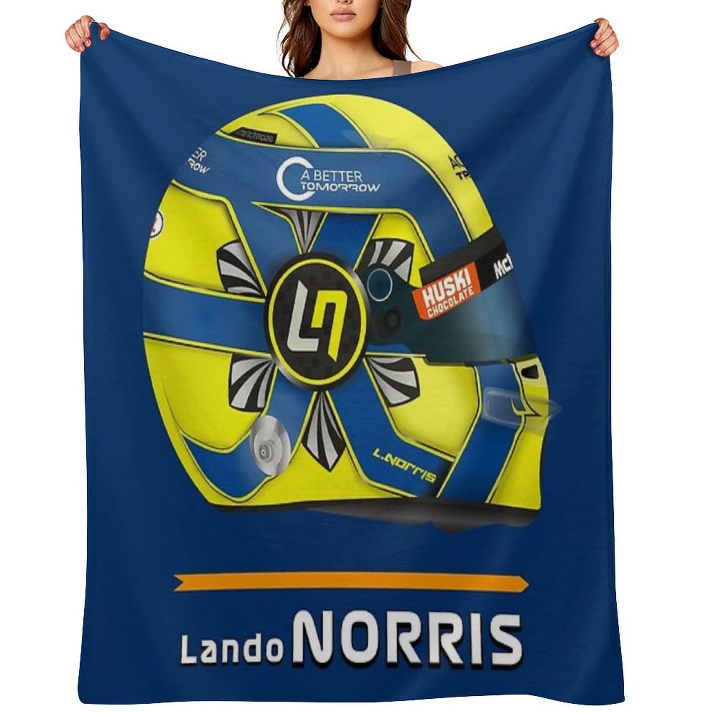 Lando Norris Helmet 2020 Graphic Throw Blanket