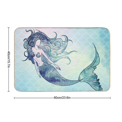 Watercolor Mermaid Bath Mat
