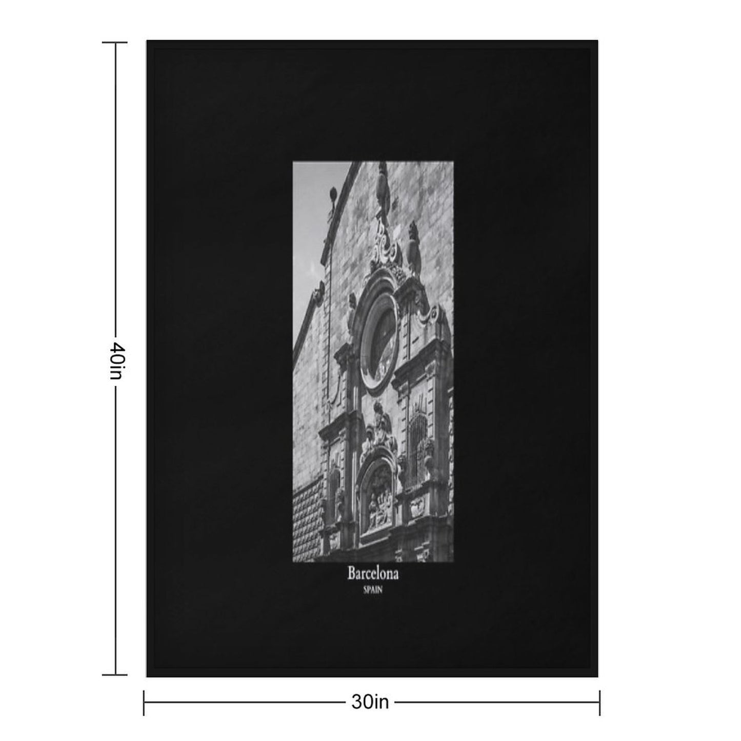 Gothic Quarter in Barcelona Spain Travel Black And White Throw Blanket