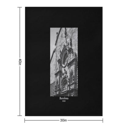 Gothic Quarter in Barcelona Spain Travel Black And White Throw Blanket