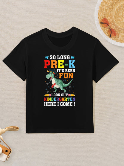 So Long Pre-K Graduation Kindergarten Here I Come Dinosaur Kids T-Shirt
