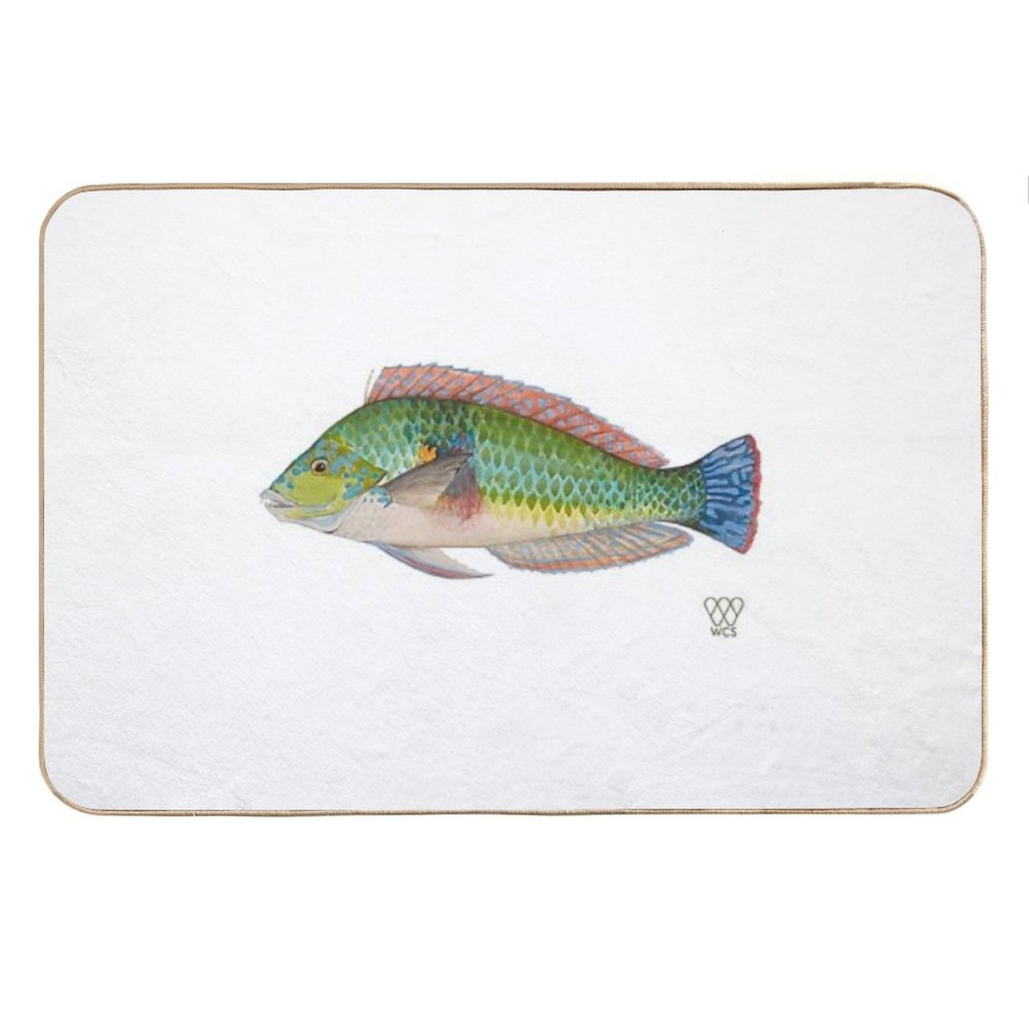 Green Parrot Fish Bath Mat