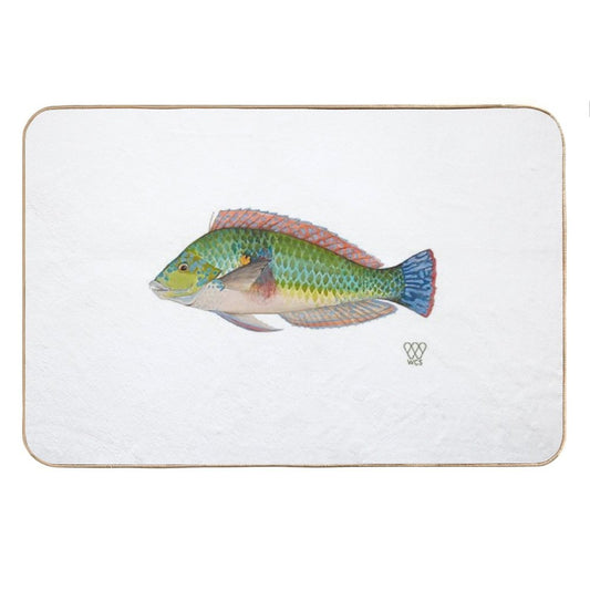 Green Parrot Fish Bath Mat
