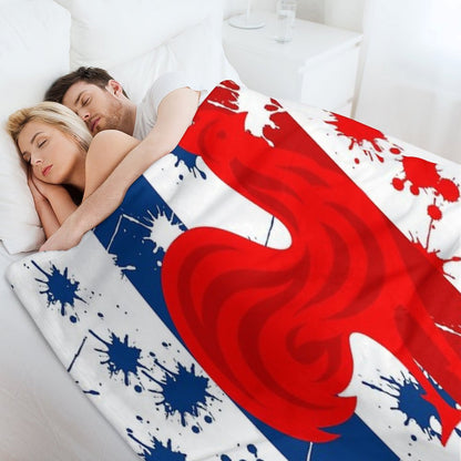 France RUGBY Plaid Throw Blanket