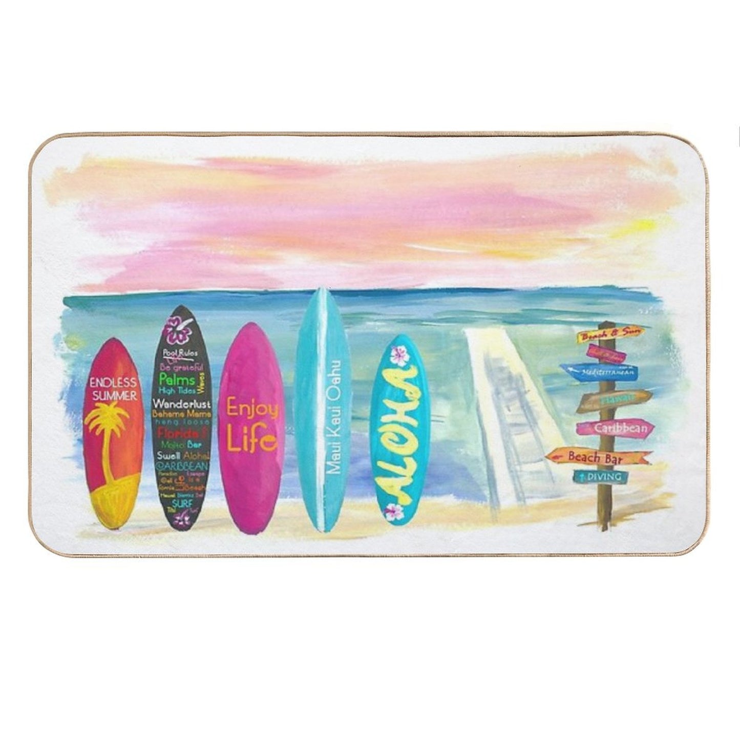 Surfboard Philosophy  - Enjoy Life, Travel And Surf - Surfboard Wall Bath Mat