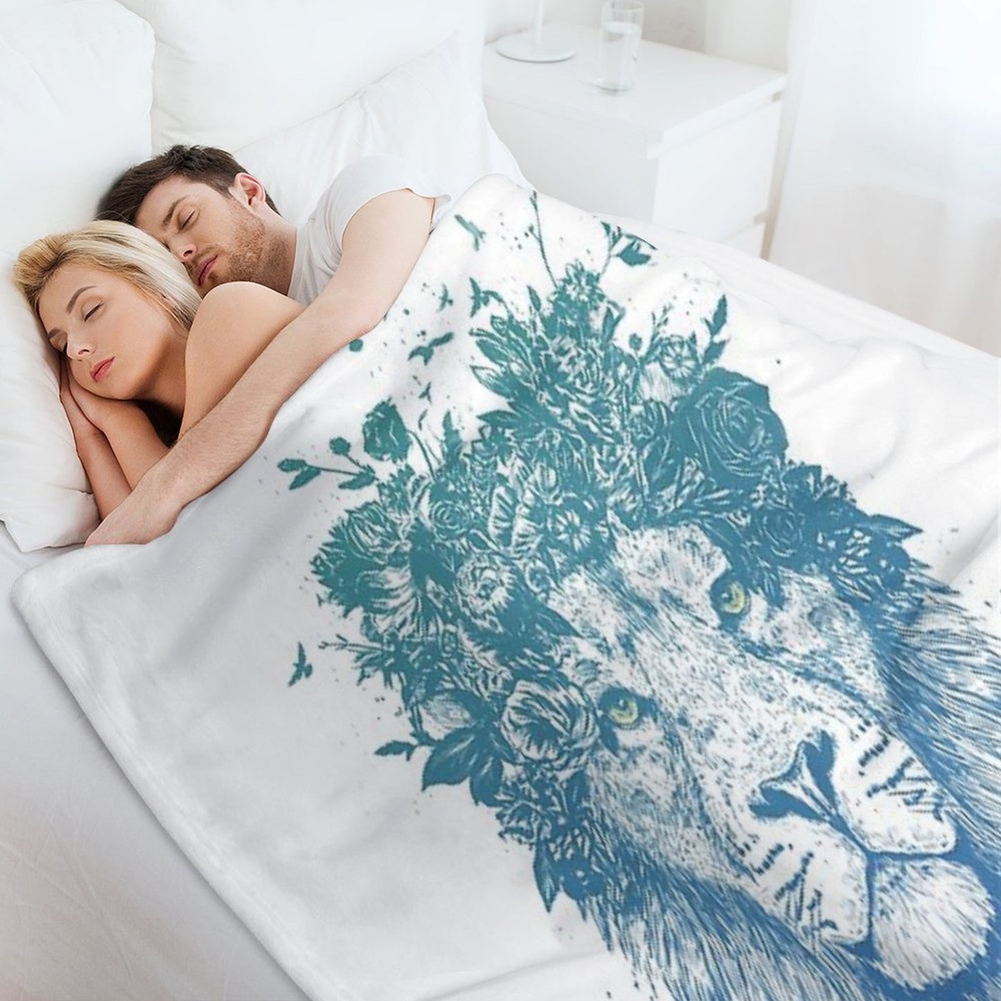 Floral Lion Throw Blanket