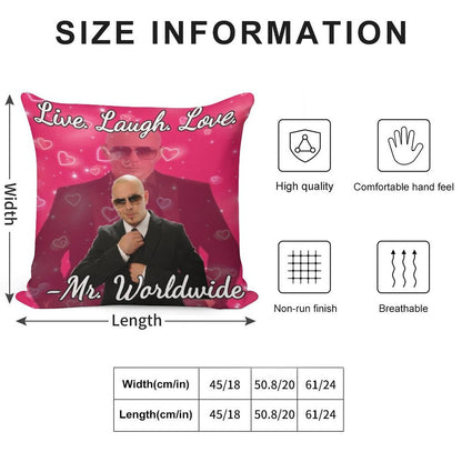 Mr Worldwide Live. Laugh. Love. Soft Reinforced Edging Throw Pillow