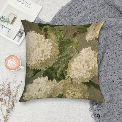 Vintage Victorian White Hydrangea Floral Soft High-Density Material Throw Pillow