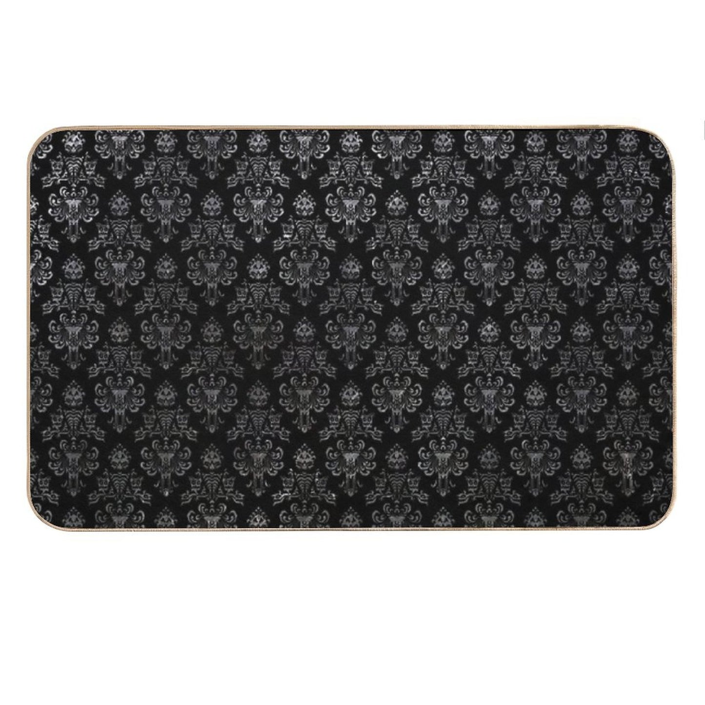 Haunted Mansion Wallpaper Black And Silver Bath Mat