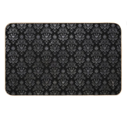 Haunted Mansion Wallpaper Black And Silver Bath Mat